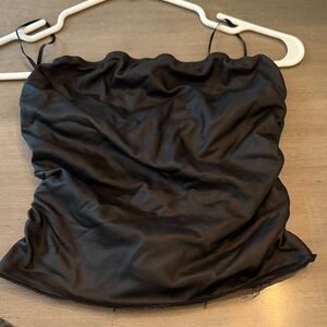 SHEIN Black faux leather tube Top